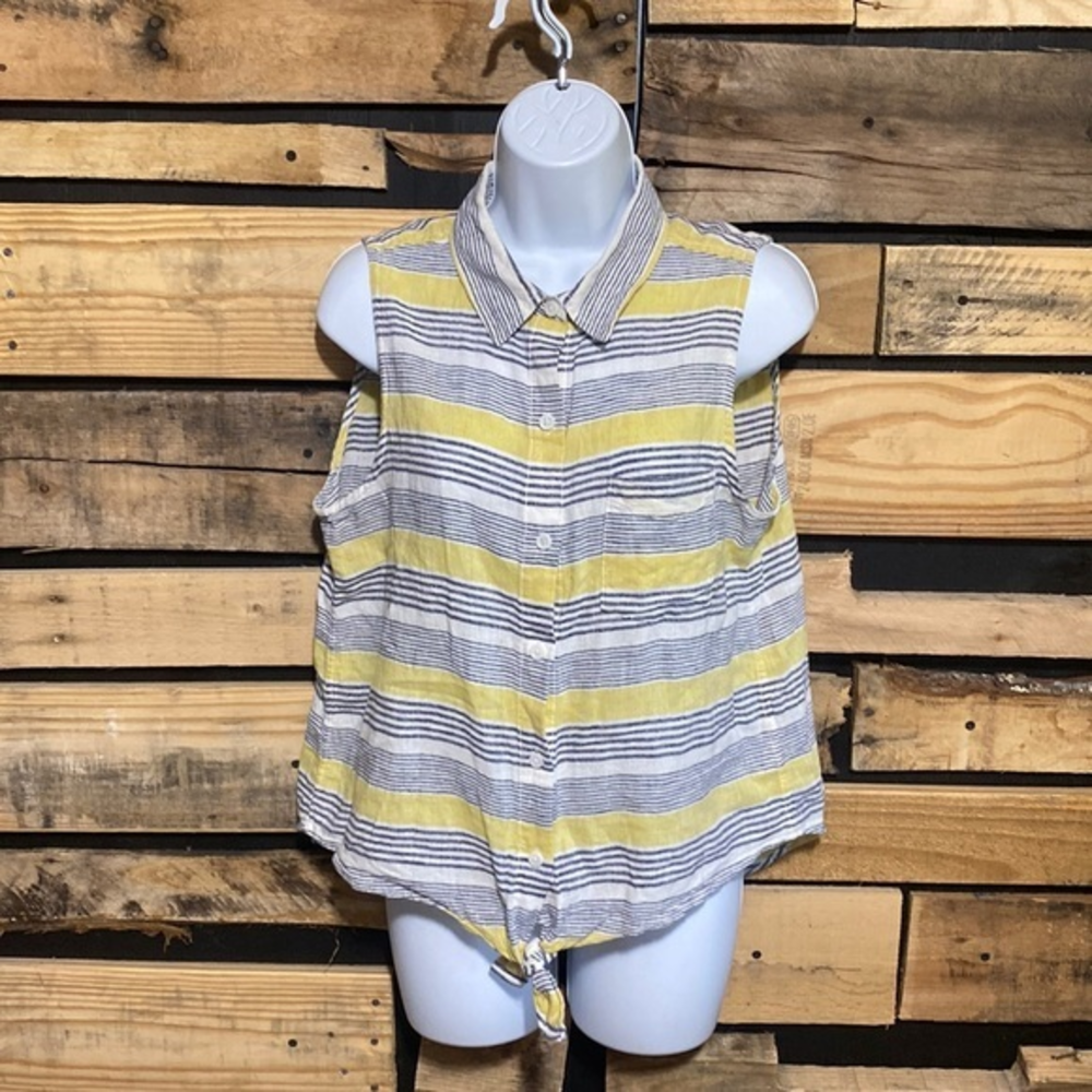 Beachlunchlounge Linen Tie Front Tank Top‎ Medium